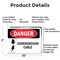 Signmission Underground Cable Danger Sign, Aluminum, 10in W x 7in L, 2PK OS-2PACK-DS-A-710-L-1599 - alternate 6